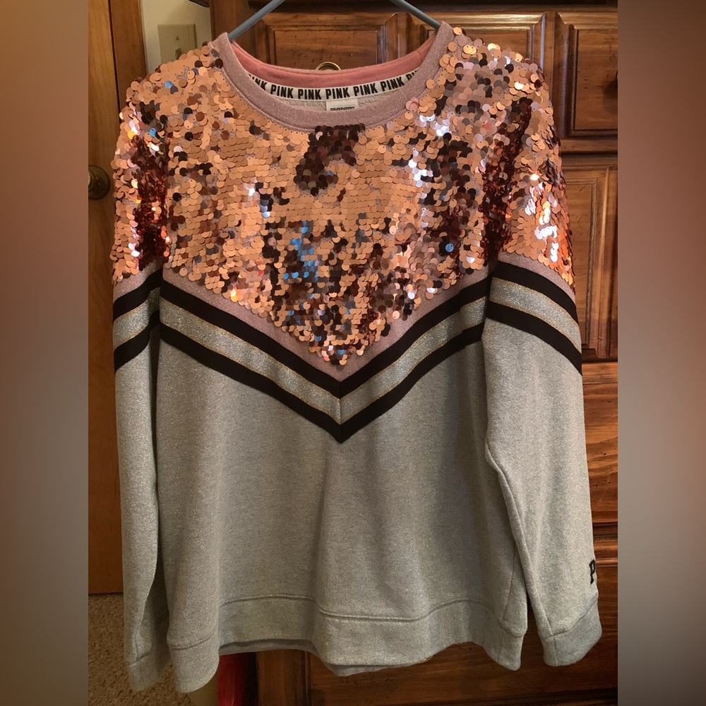 Rare VS PINK Bling Sequin Crew Pullover